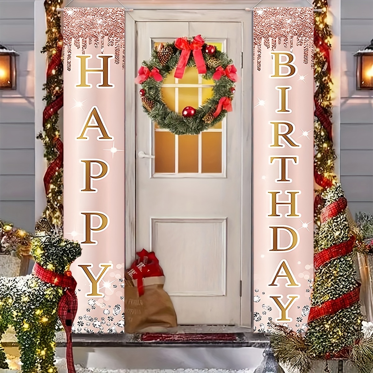  Cartel de feliz cumpleaños de oro rosa personalizado, letrero  grande de feliz cumpleaños para patio, telón de fondo It's My Birthday,  suministros de decoración para interiores y exteriores para mujeres y