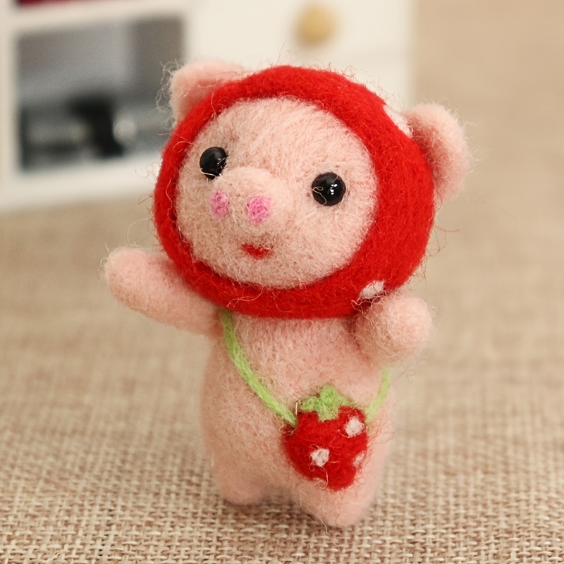 Teddy Bear Pink Needle Felt Kit Felt DIY Needle Felting 