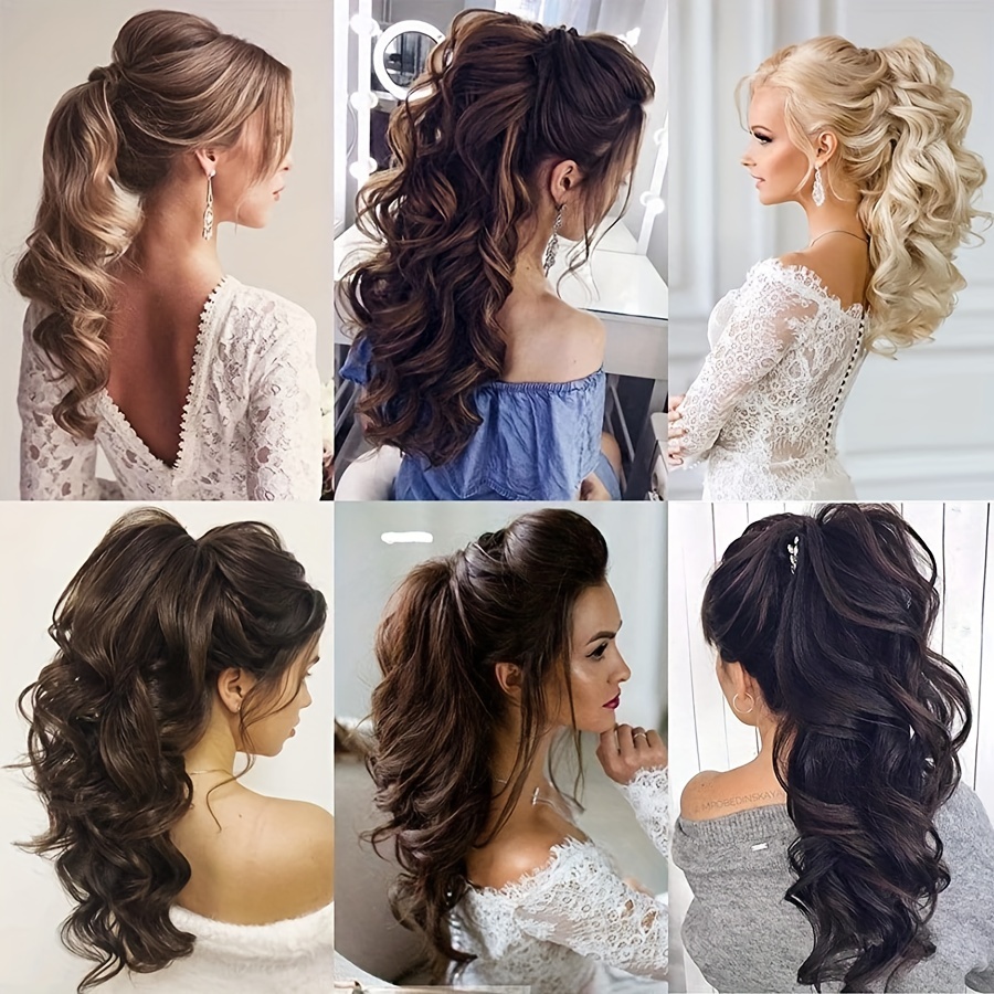 Large Curly Wave Ponytail Extension Synthetic Hair For Women