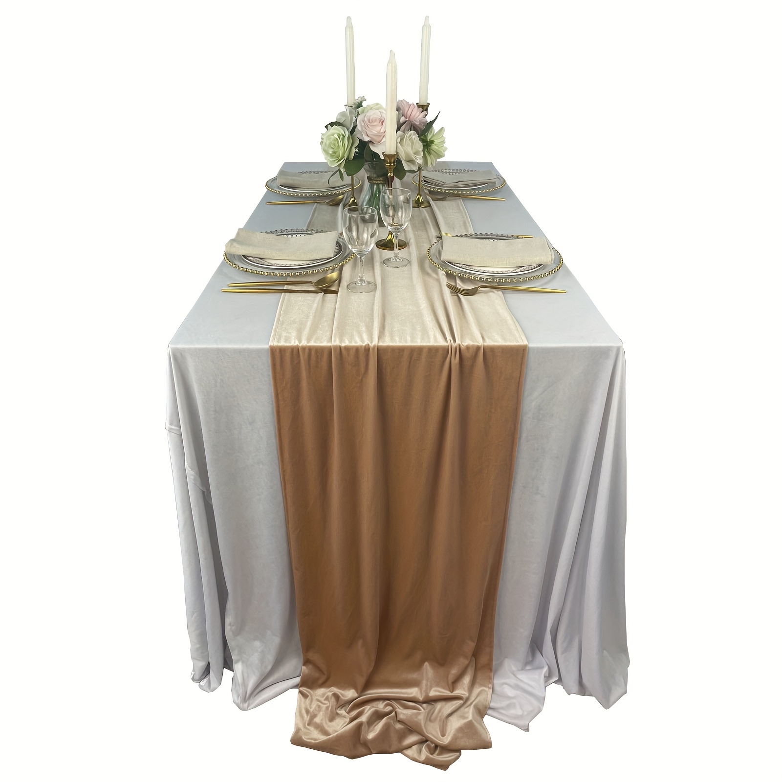 Runner da tavola in velluto color oro chiaro, 60 x 300 cm, lungo runner da  tavola di lusso, in velluto, per matrimoni, ricevimenti, feste : :  Casa e cucina