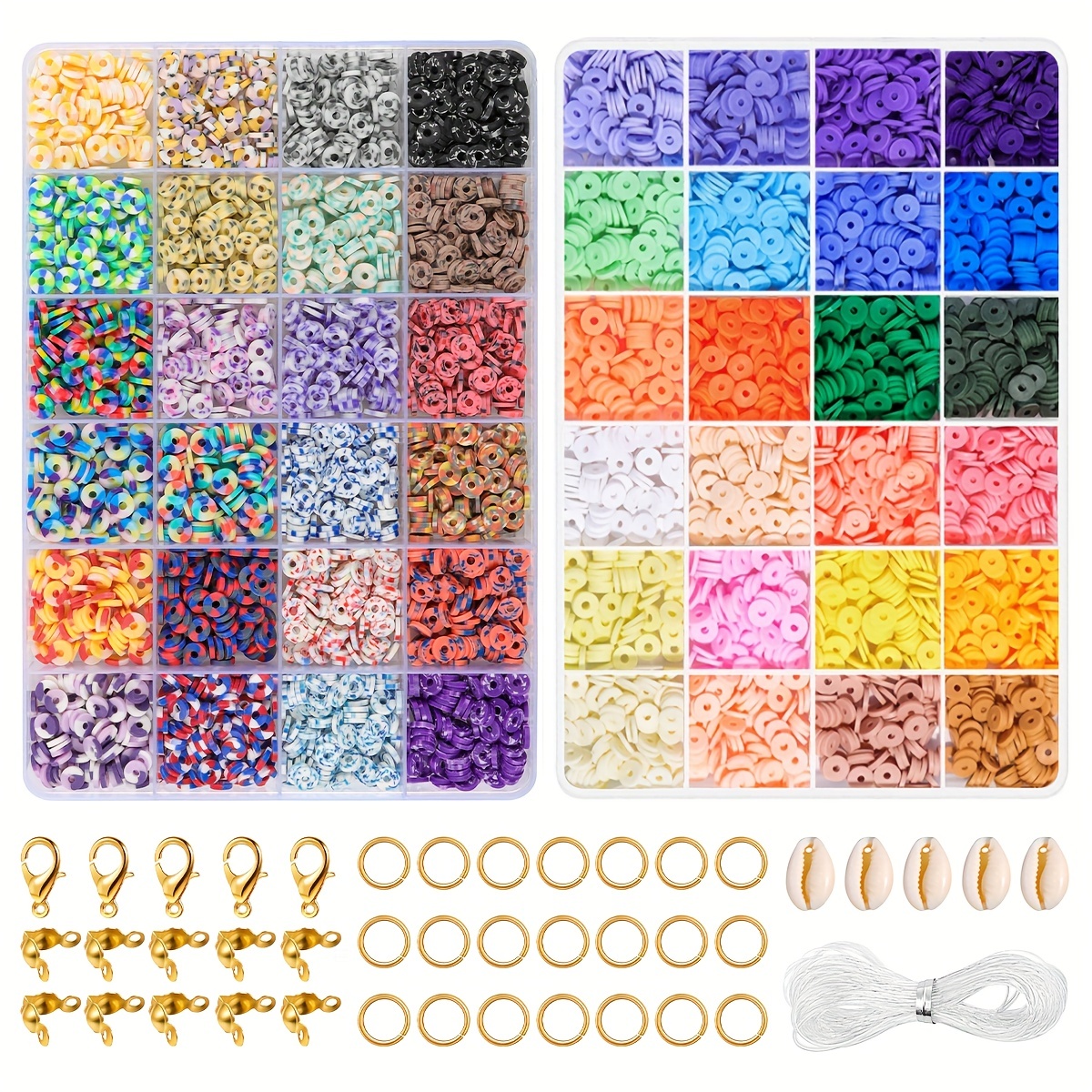Clay Beads 4800 Pcs Bracelet Making Kit - 20 Colors Polymer Clay Beads for Bracelet Making - Jewelry Making Kit with Bracelet Making Kit for