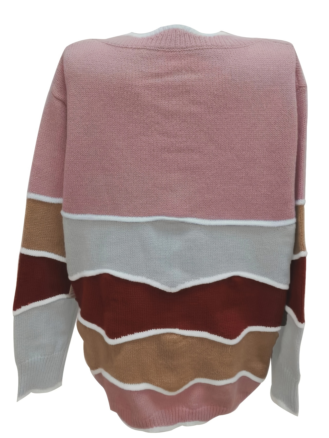 Plus Size Casual Sweater Women's Plus Colorblock Floral Trim - Temu