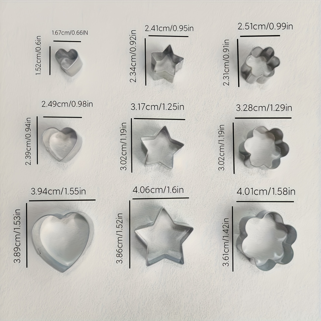 Mini Cookie Cutter Shapes Set - 24 Pieces Stainless Steel Metal Small Molds - Flower, Heart, Star, Geometric Shapes - Cut Fondant, Pastry, Mousse Cake