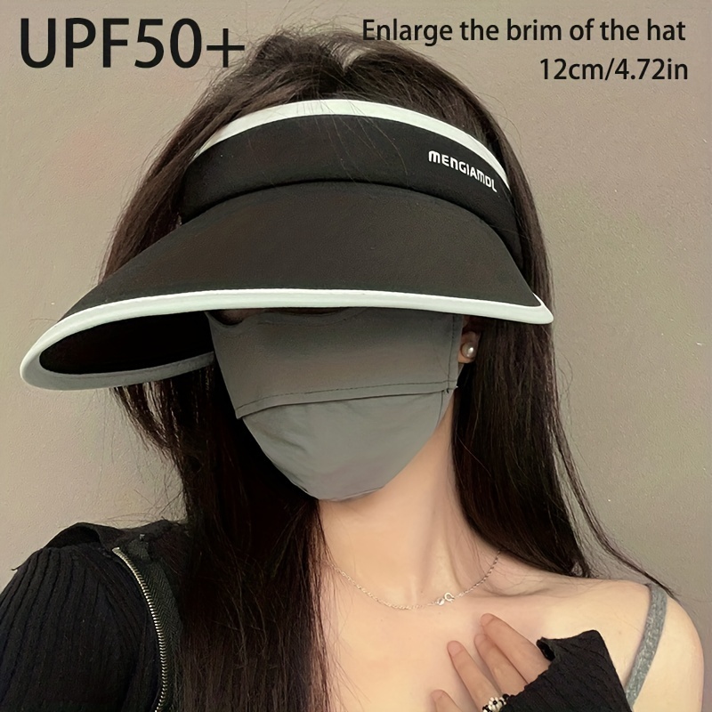 Women's Uv Protection Sporty Visor Hat Large Brim Foldable - Temu