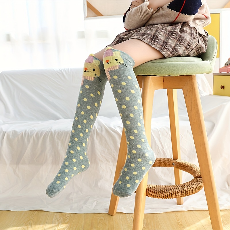 Girl's Bowknot Animal Pattern Knee High Socks