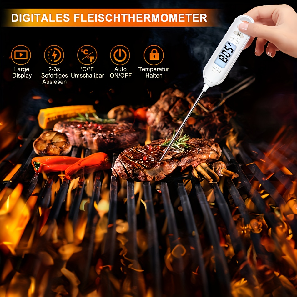 ThermoPro Digital Instant Read Meat Thermometer for Grilling Waterproof  Kitchen Food LCD Thermometer with Calibration & Backlight Smoker Oil Fry  Candy