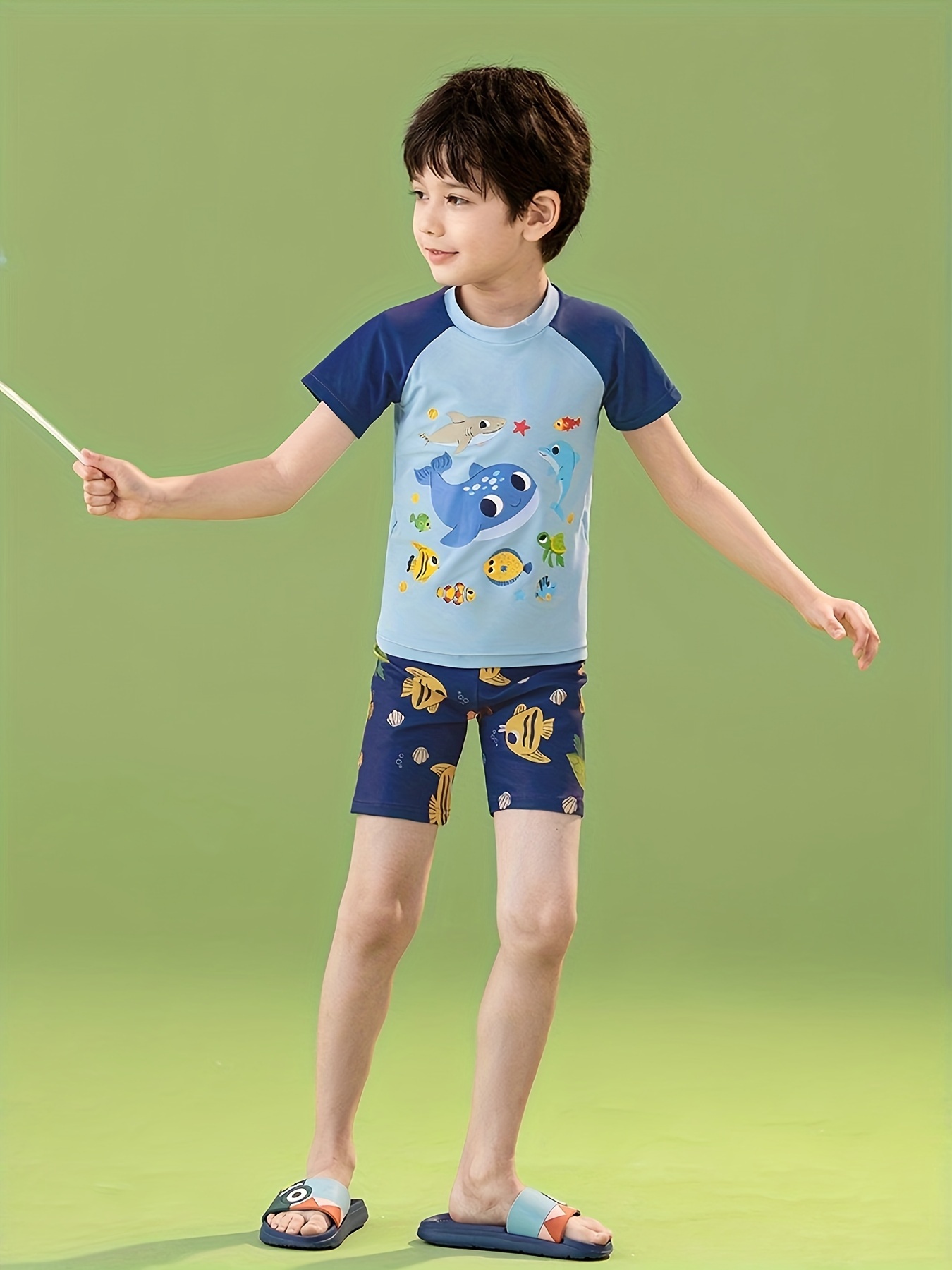 Boys Clothing Sets Children Cartoon Fish T-shirt Short Sleeve +