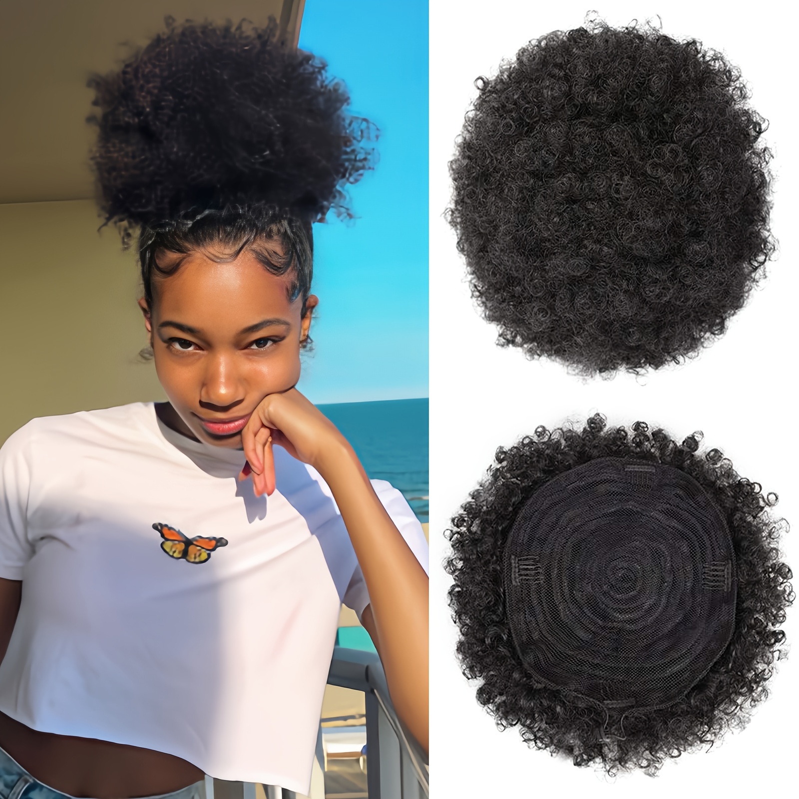 

Afro Puff Drawstring Ponytail Extension For Women, Hair Afro Bun Ponytail Hairpieces, Clip On Kinky Drawstring Curly Ponytail Bun