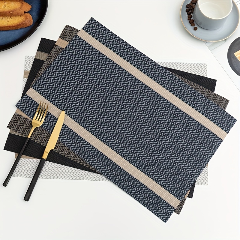 

6pcs Colorful Pvc Striped Woven Placemats - Washable, Reusable, And Heat Insulating Table Mats For Home Kitchen Dining Table Decor