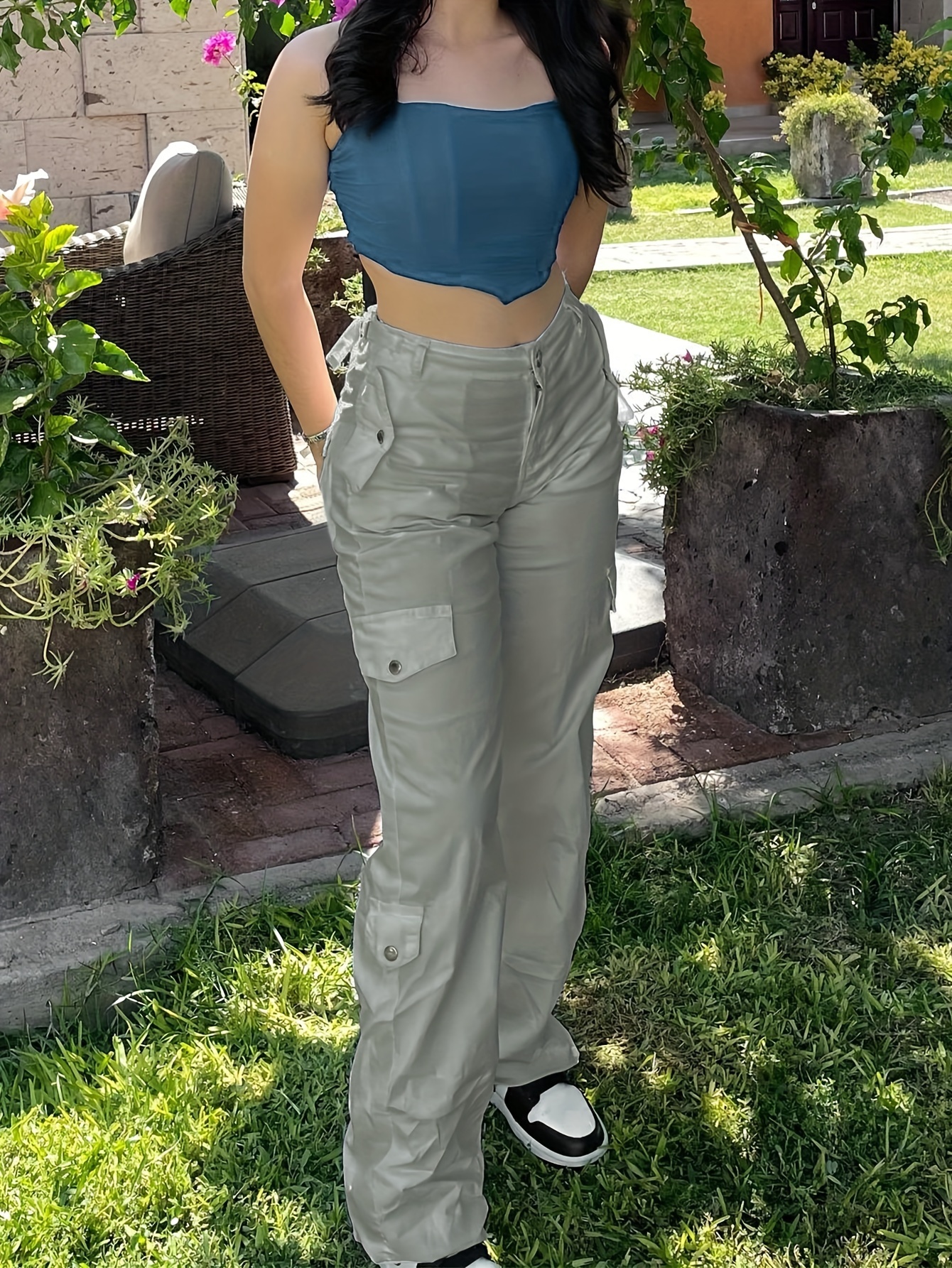 Pantalones Deportivos Casuales Color Sólido Mujeres - Temu Mexico