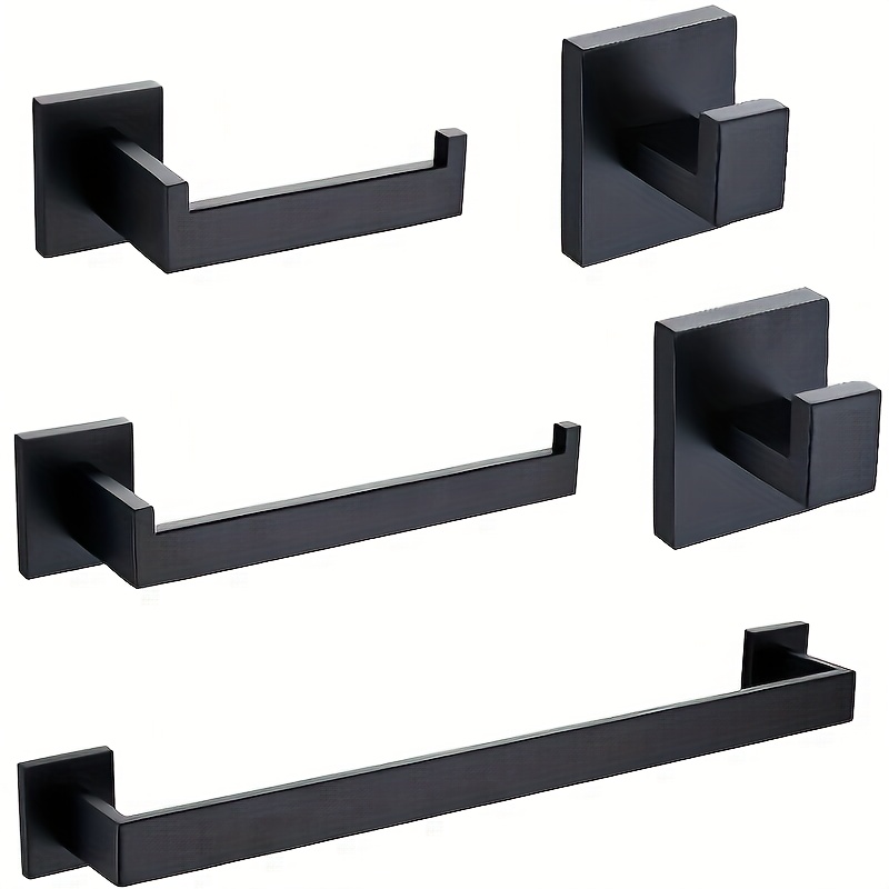 Kit de accesorios de baño negro mate, juego de accesorios de baño de 3  piezas, acero inoxidable SUS 304 montado en la pared, incluye soporte para