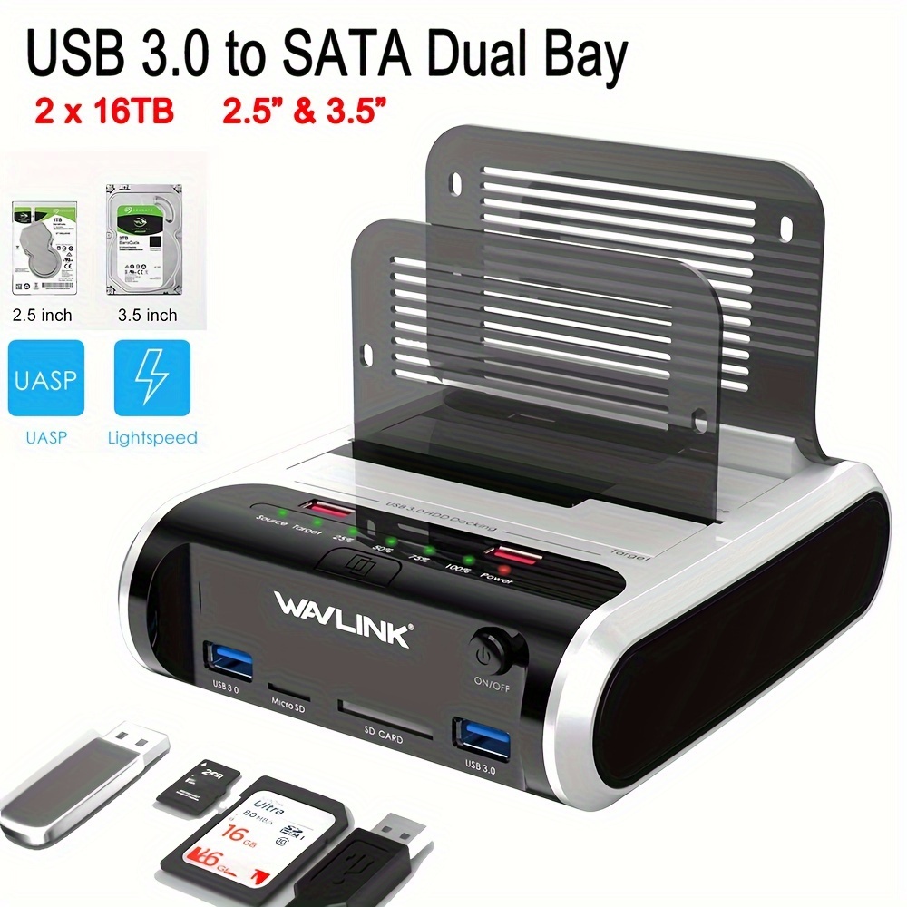 USB 3.0 to SATA III Dual Bay HDD/ SSD Docking Station with UASP & Offline  Clone