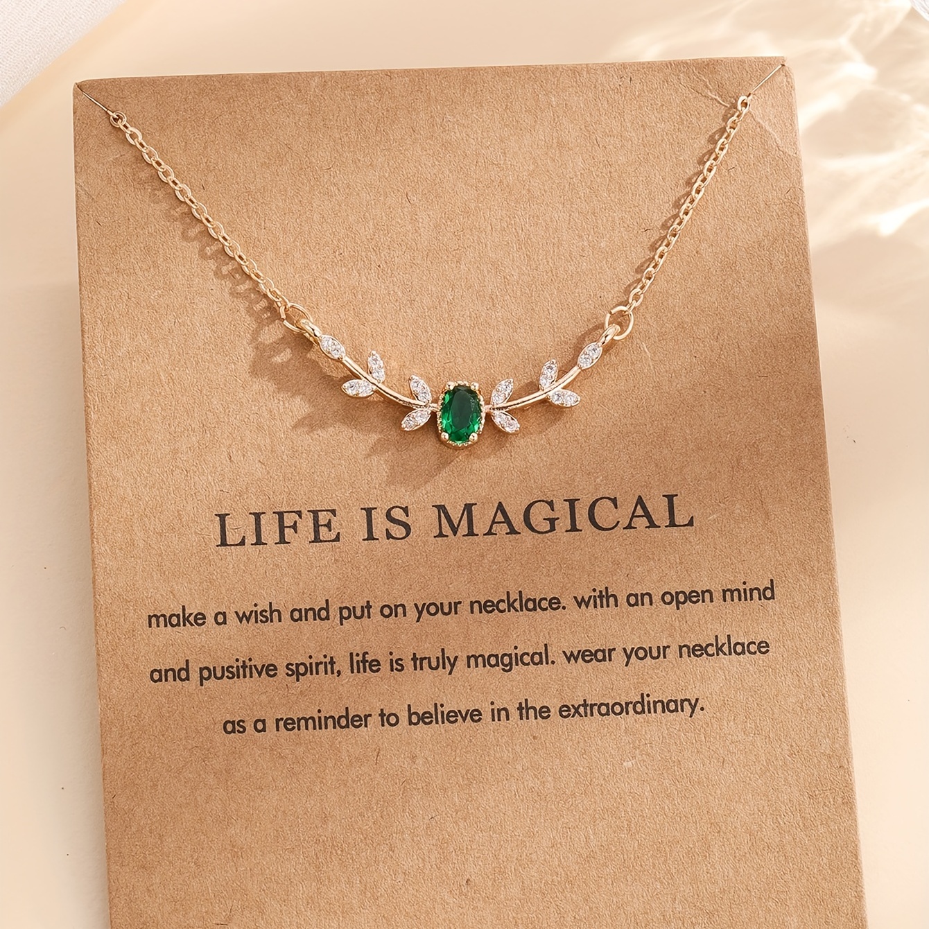 

1pc Necklace Adorned With Zircon Stones And Leaf-shaped Pendants Minimalist Simple Style Necklace Jewelry With Gift Card