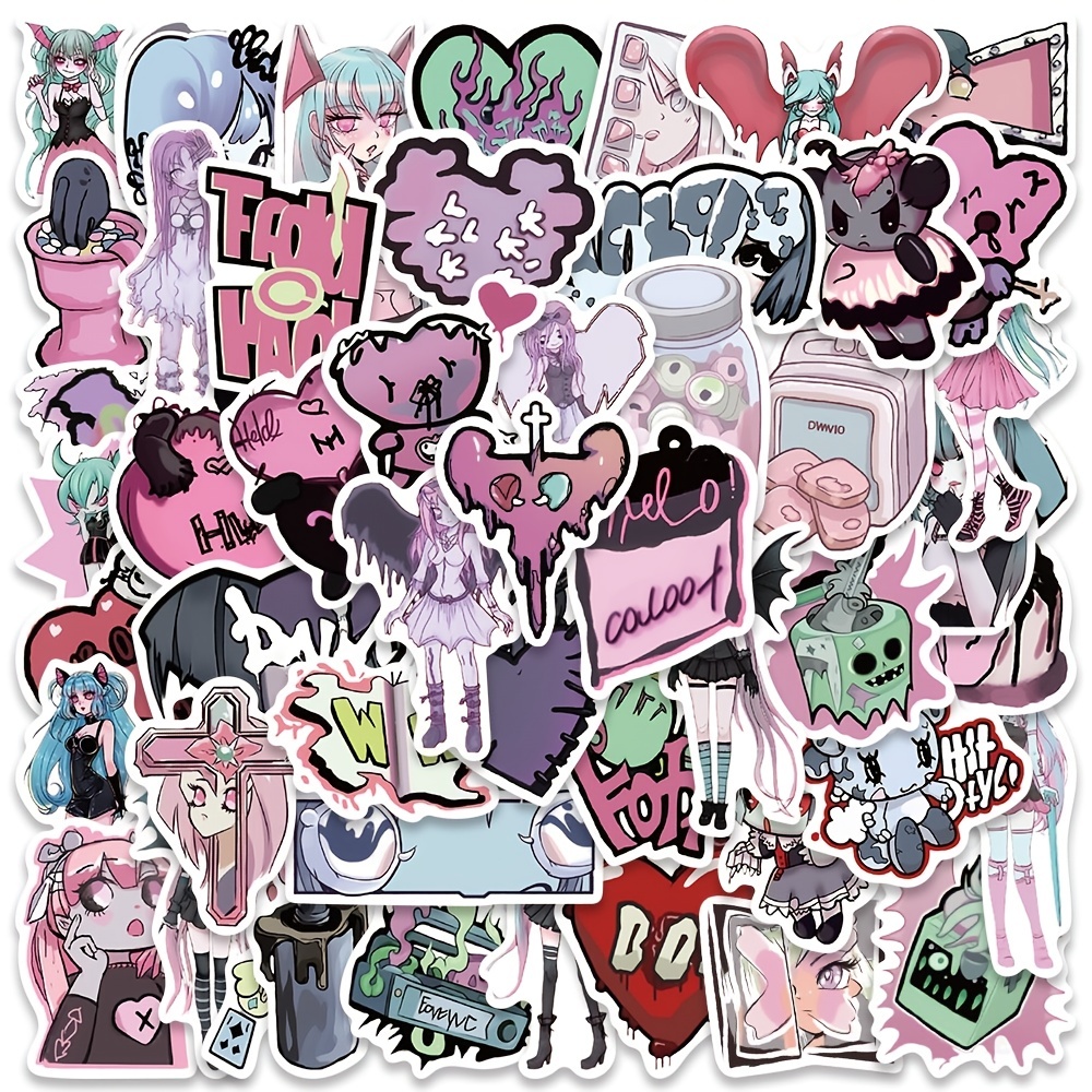 50pcs Cool Cartoon Girls Y2K Stickers For Laptop Phone Guitar Luggage Diary  Waterproof Graffiti Vinyl Decals