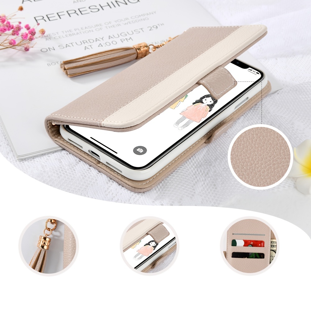 Phone Case For Iphone Wallet Case With Zipper, Flip Folio Book Pu Leather  Phone Case Shockproof Cover Women Men For Iphone Case - Temu