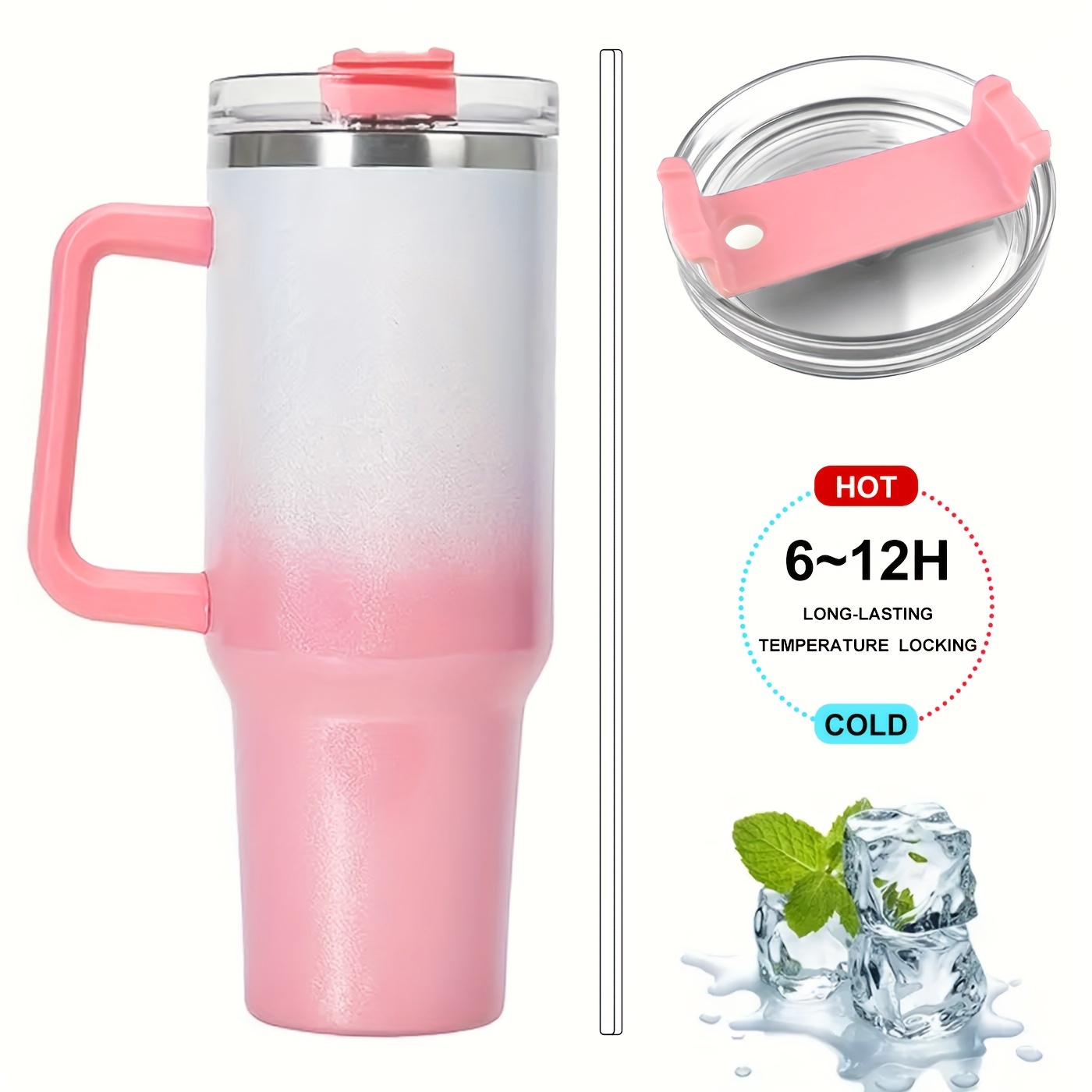 1pc 30oz Stainless Steel Insulated Cup With Straw, Suitable For Cold/hot  Drinks, , Car, Office