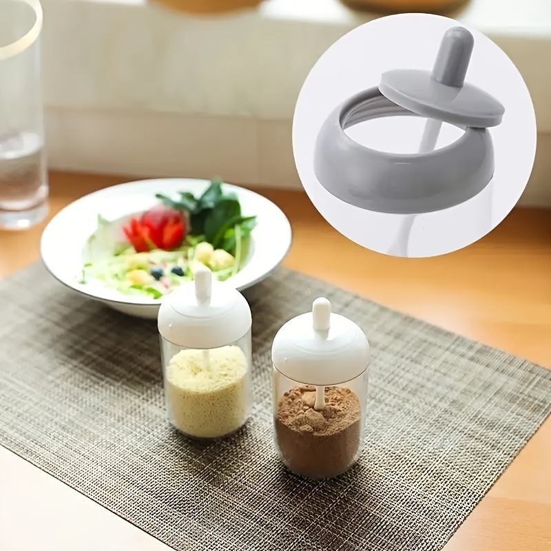 Kitchen Seasoning Jar With Spoon, Round Seasoning Bottle