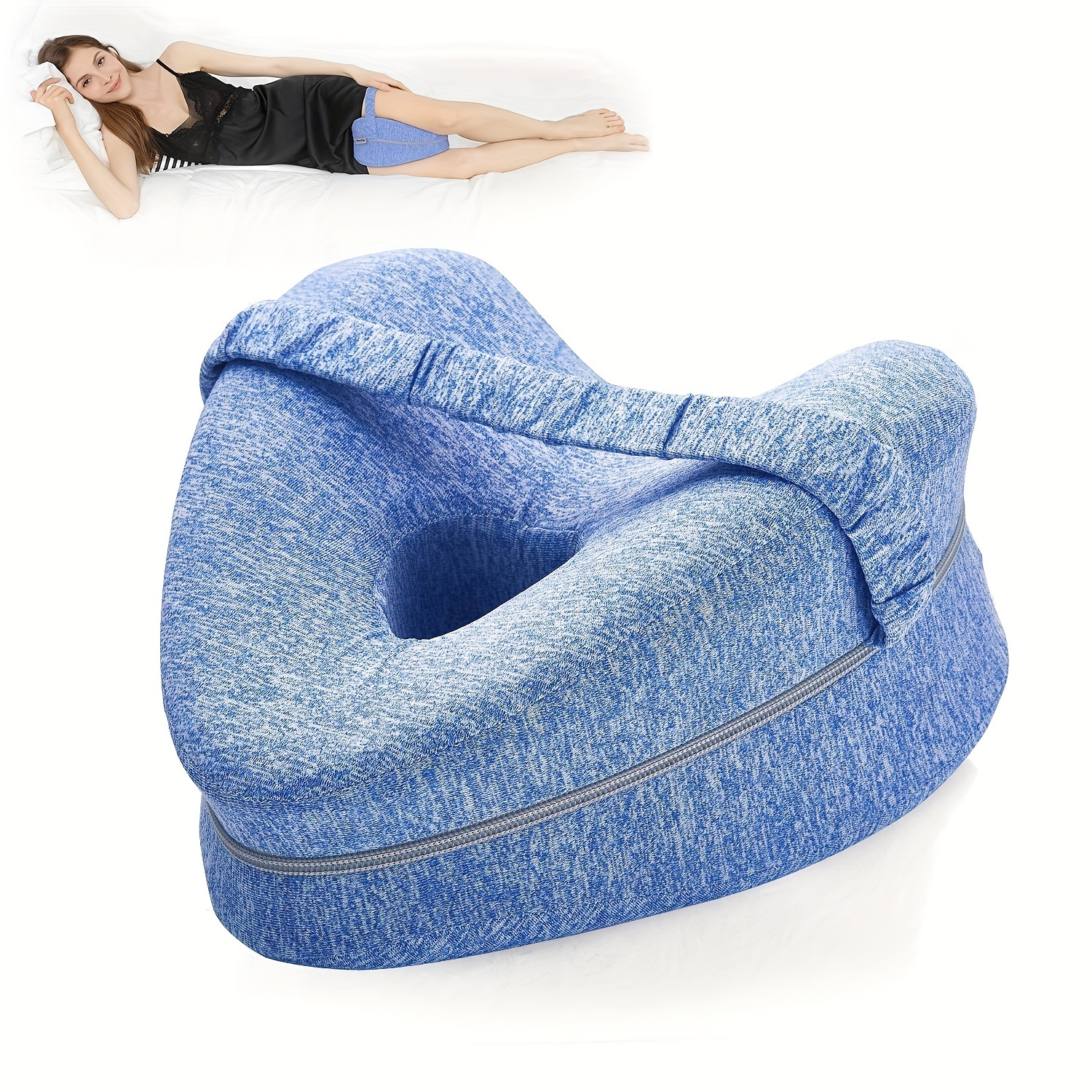 Knee Leg Pillow For Side Sleeper Memory Foam Sleeping Cushion Back Pain  Relief
