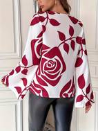 floral print crew neck blouse casual long sleeve blouse womens clothing