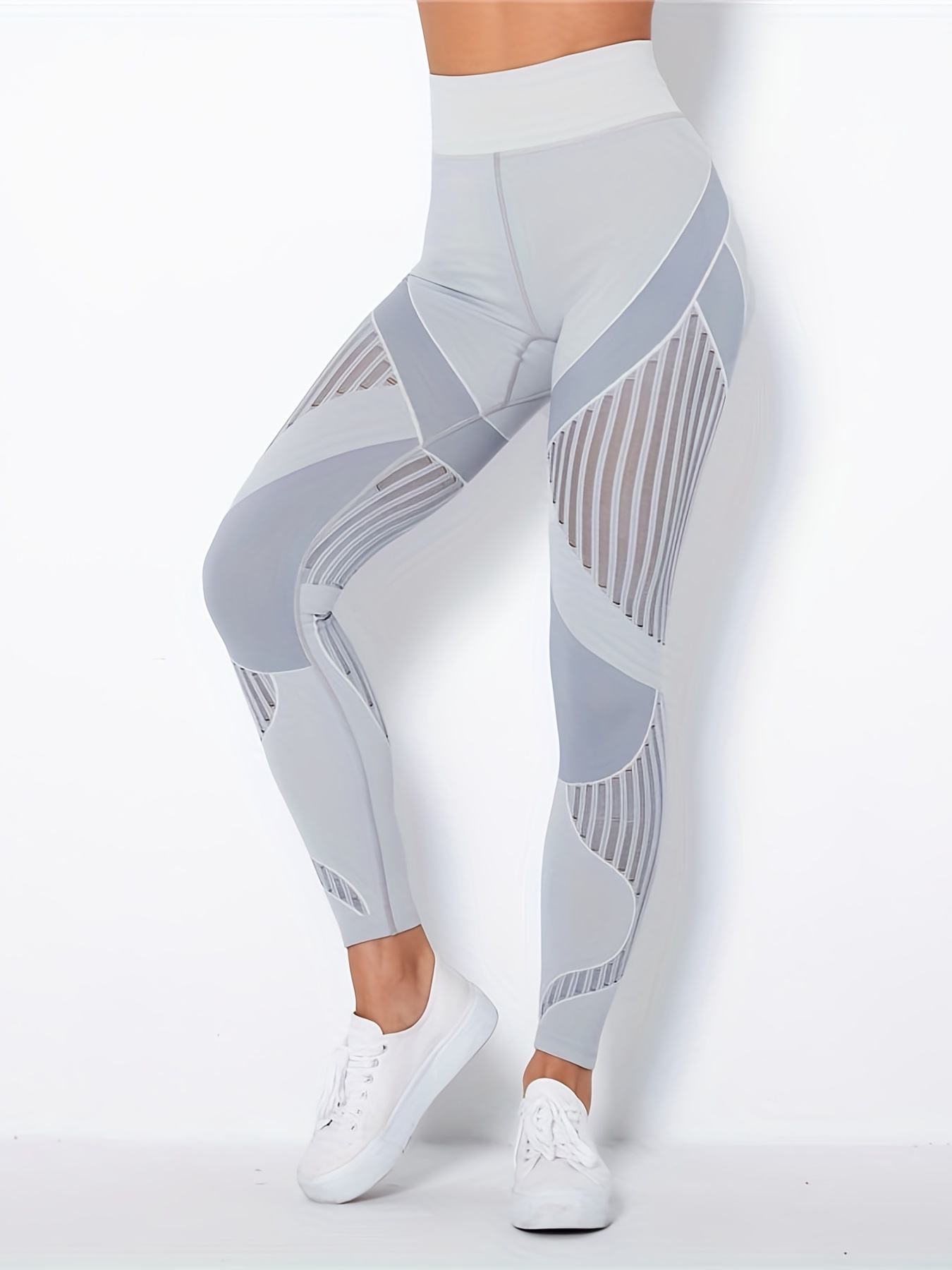 Foshow Womens Cutout Ripped Leggings Yoga Pants High Waisted Mesh Skinny  Yoga Leggings Tummy Control Workout Slim Pant White : : Clothing &  Accessories