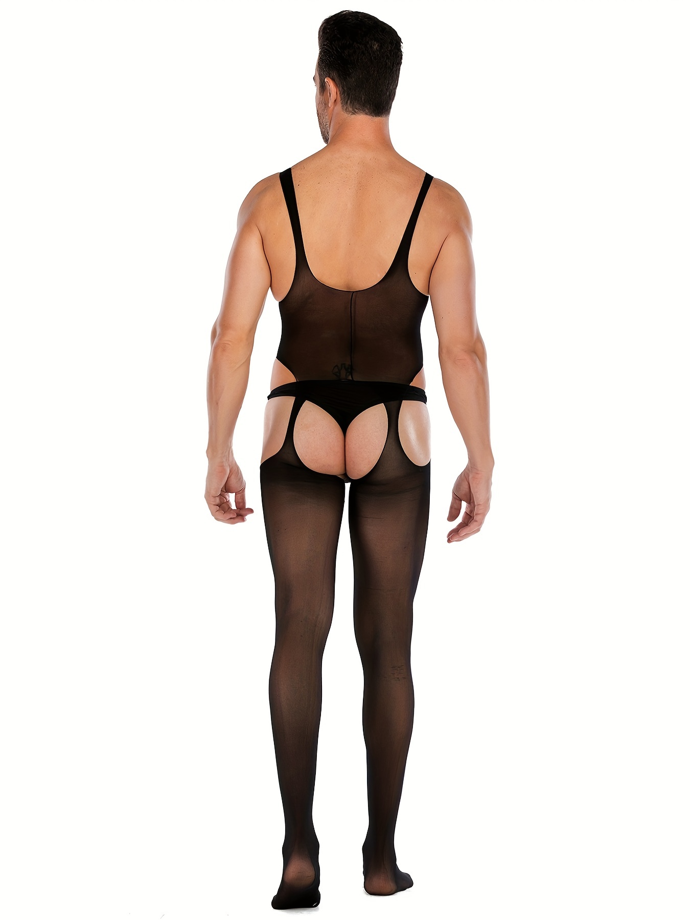 Mono De Malla De Una Pieza Sexy Para Hombre Body De Cuerpo Entero Transparente Con Entrepierna Abierta Para Gay Ropa Sexy sin Ropa Interior