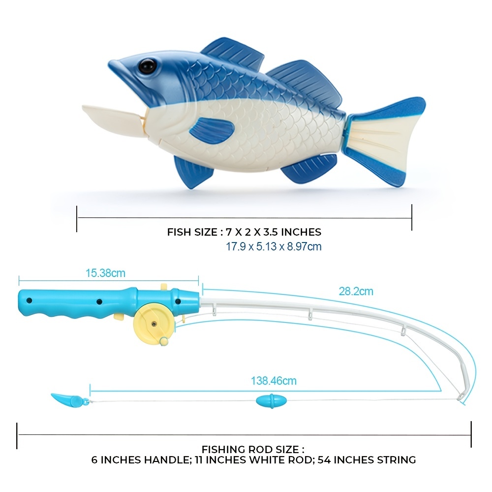 Fishing Game Toy For Kids And Toddlers With Realistic Swimming Fish, Best  Bathtub Floating Blue Fish With Easy To Turn Rod, Safe And Fun Bath Time Poo