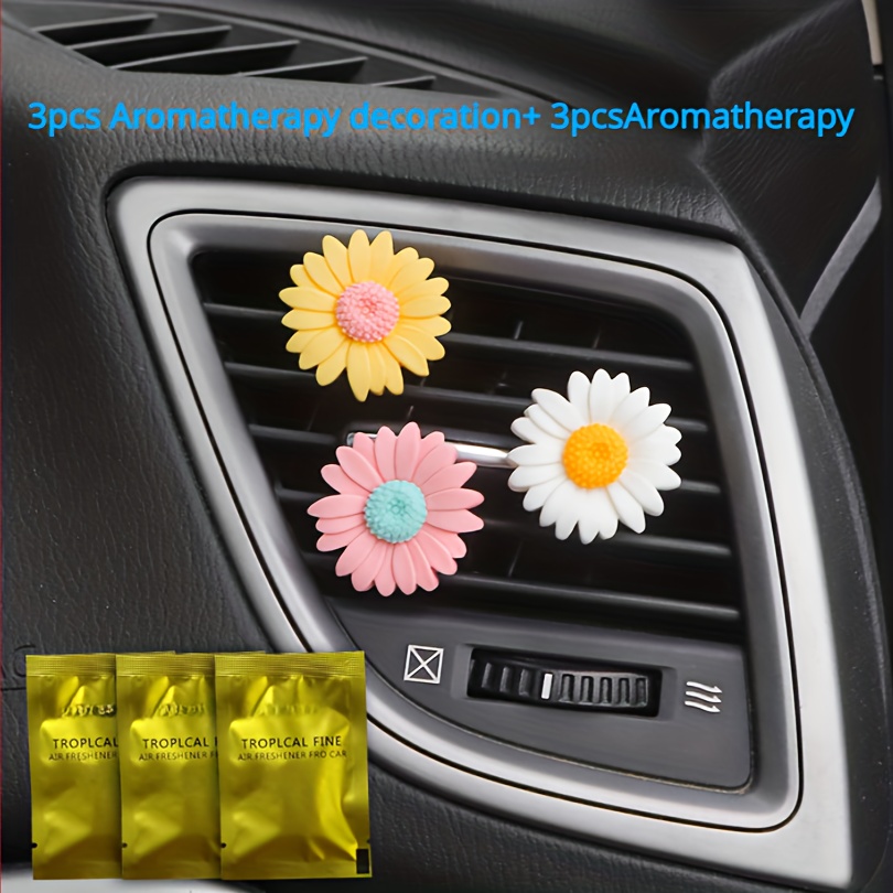 3 Stück Auto-Parfüm-Gänseblümchen-Blumen-Design, Niedlicher  Aromatherapie-Clip, Auto-Klimaanlage, Lüftungsschlitz-Dekorationsclip,  Auto-Innenzubehör