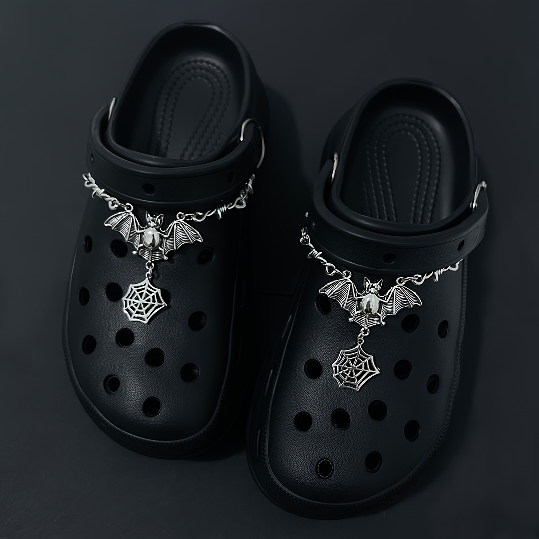 Charms for Crocs, Bling Shoes Charms Gothic Y2k Faux Diamond Shoe  Decoration with Chains,Spikes Goth Charms Accessories for Men Women Biker