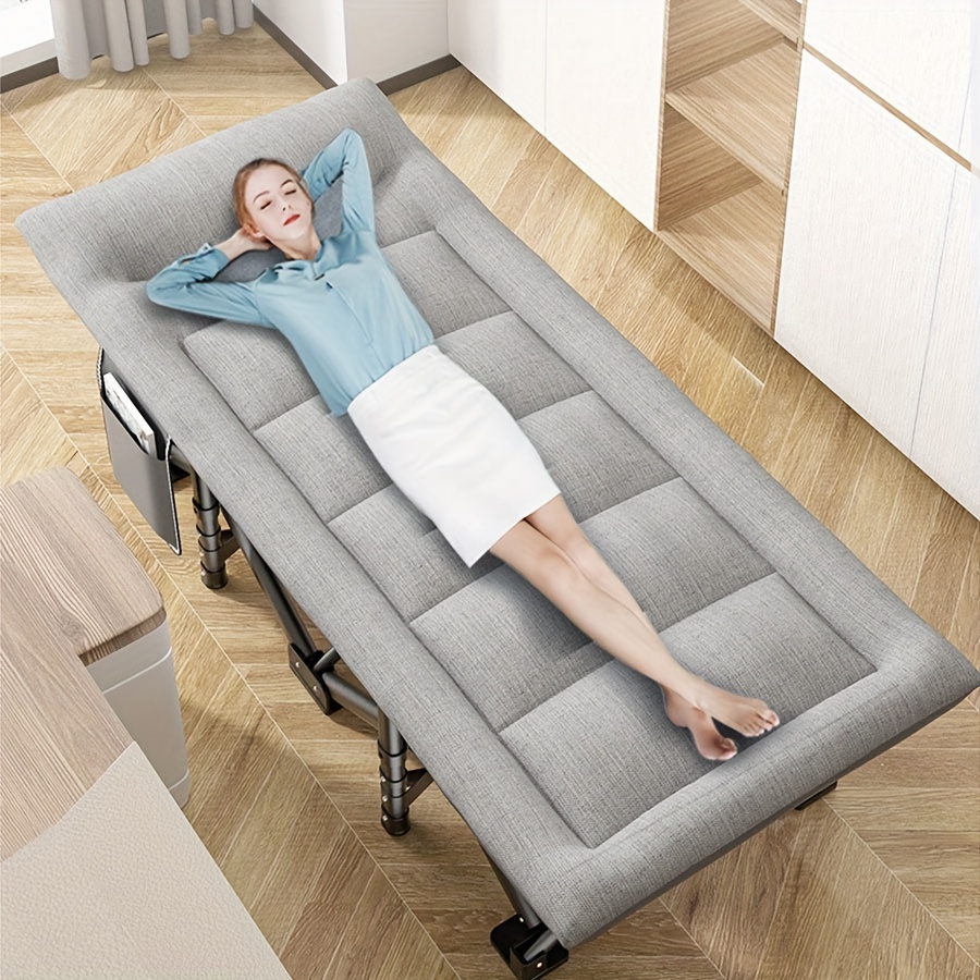 Cama plegable portátil para una sola persona, ideal para una siesta en la  oficina, campamento, ocio al aire libre, con cobertor