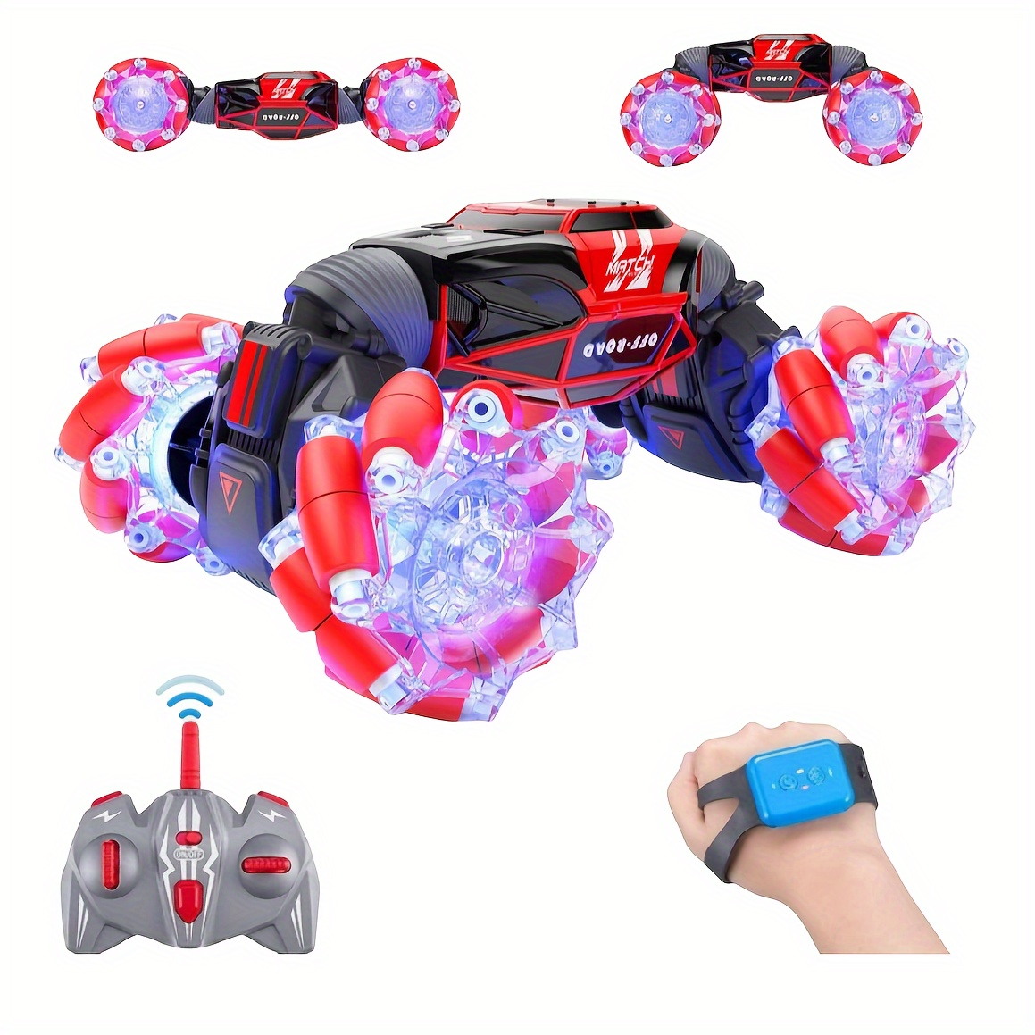  OrrenteRemote RC Cars, Remote Control Car with Wheel Lights and  Headlights, Double Sided 360° Rotating RC Car, 4WD RC Truck for 6 Year Old  Boy Gifts 2.4Ghz Stunt Kids Toy Car