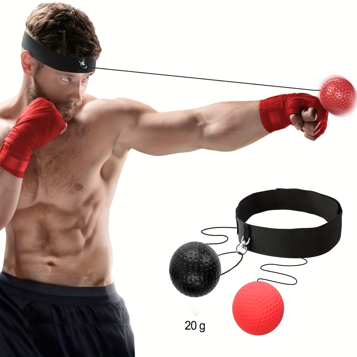 Improve Reaction Speed and Hand-eye Coordination With This Boxing Reflex Ball Set Gift Set - Includes 2 Balls and 1 Head Band For Training At Home!