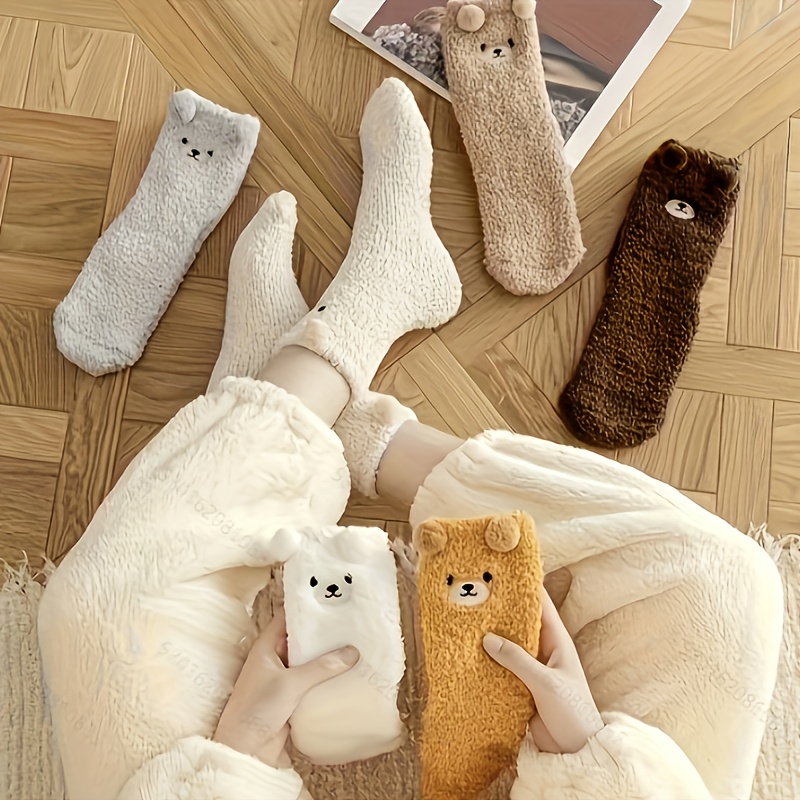 Winter Socks Women Thick Coral fleece Warm Socks Animal Cat Paw