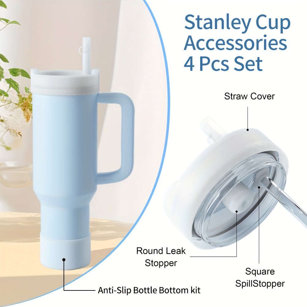 2Sets Silicone Spill Proof Stopper for Stanley 40/30 oz Quencher 1.0  Tumbler with Handle for Stanley Cup Accessories Including 2 Straw Cover  Cap, 2 Round Leak Stopper 2 Square Spill Stoppers 