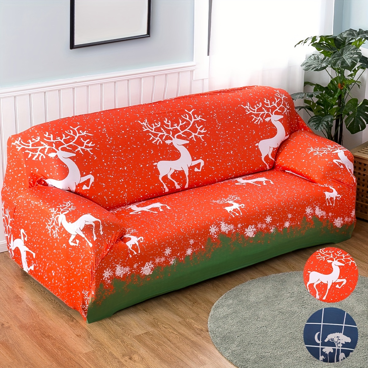 Sofa Slipcover Non slip Red Bell Christmas Sofa Cover Couch - Temu