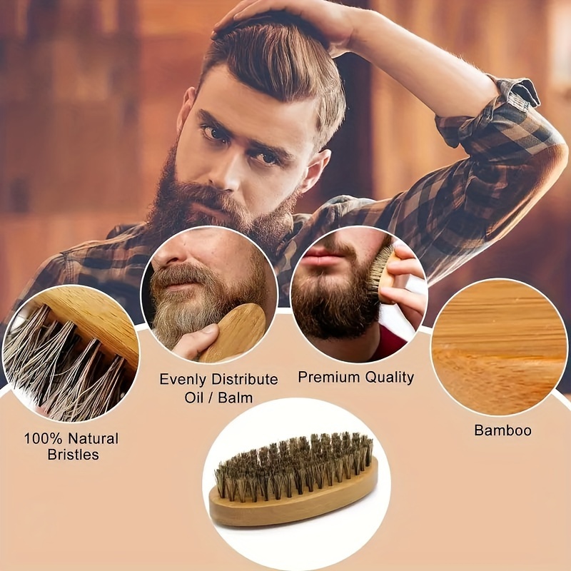 Brosse à cheveux et à barbe pour hommes - Brosse en poils de sanglier