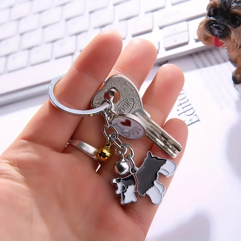 Kawaii Bell French Bulldog Keychain for Women Bag Pendant Dog Keychains Men Car  Key Ring Couple Gift - AliExpress