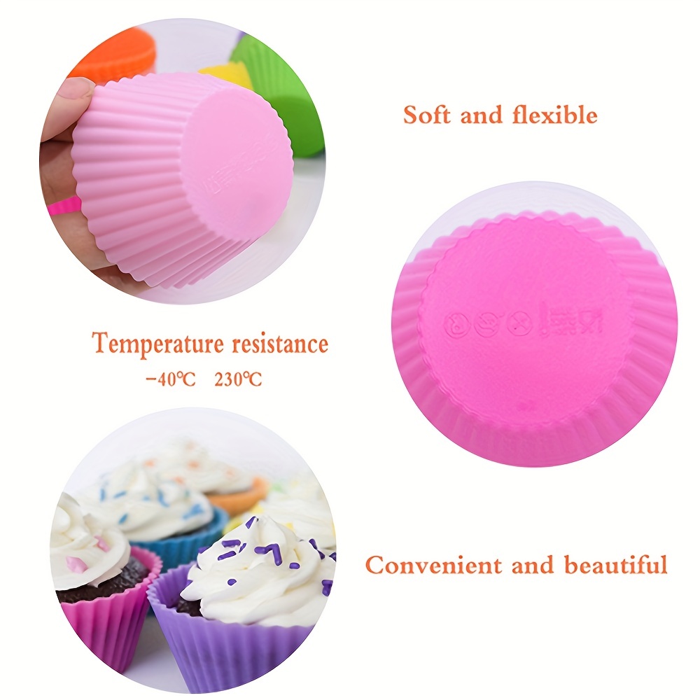 Silicone Cupcake Moulds, Multicolour Shape ( Round, Rose, Star, Heart) Pack  of 8