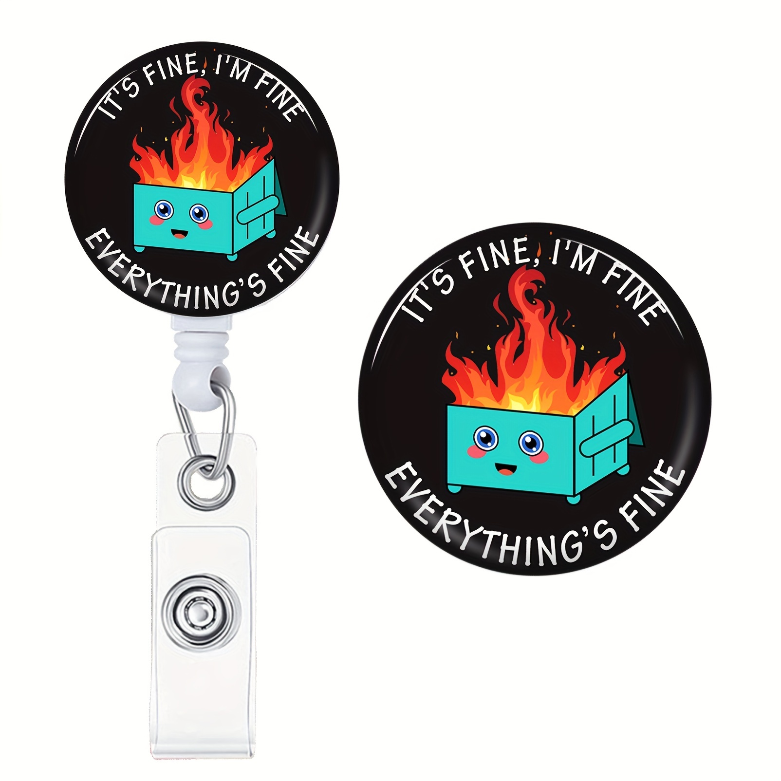 Fine Dumpster Fire Badge Reels Cute Retractable Id Holder - Temu