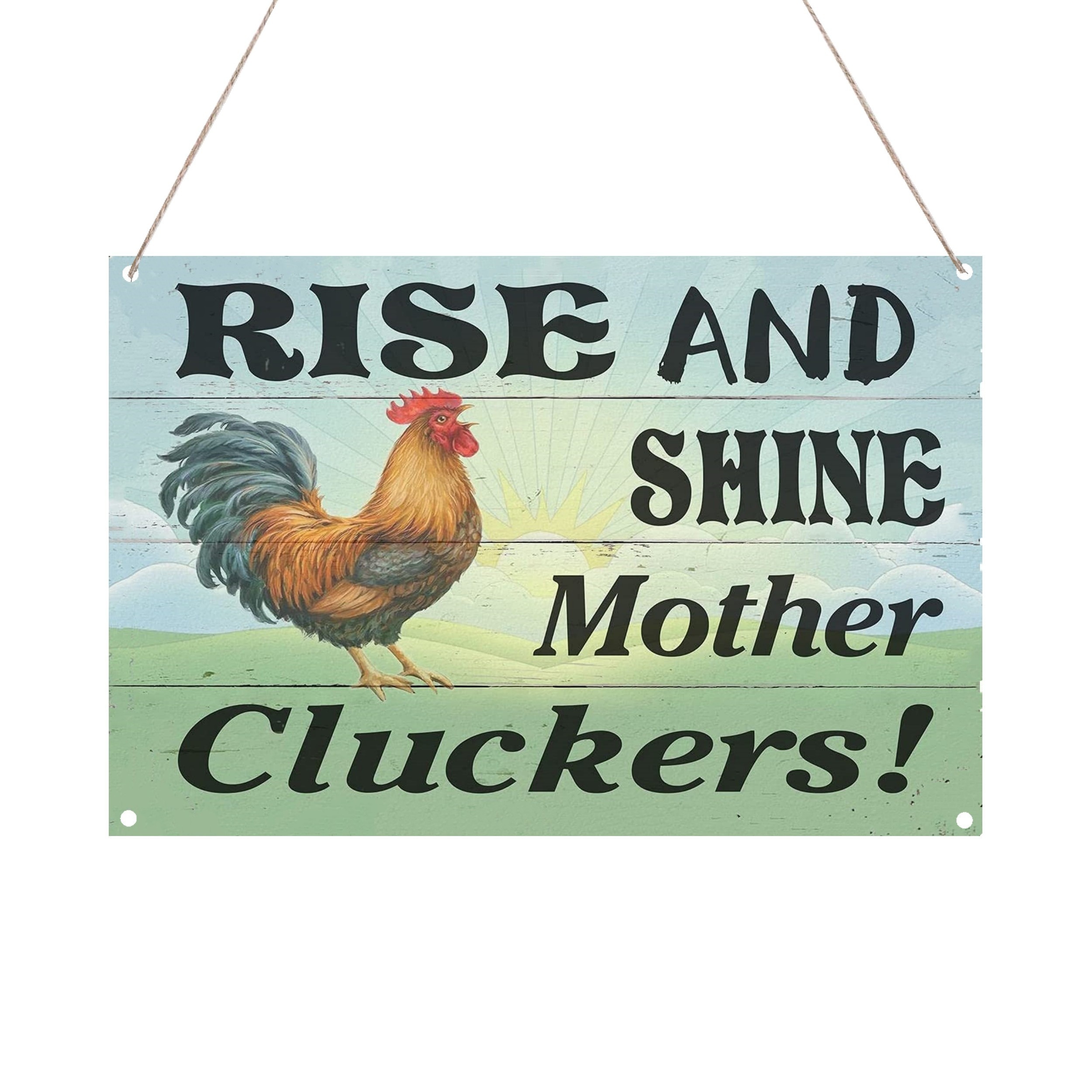 Rustic Farmhouse Rise & Shine! Chicken Wall Décor with Chicken Wire