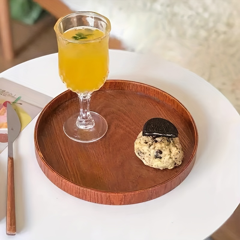 1pc Round Wood Tray For Serving Food, Snacks, Drinks, Sushi, Steak, Pizza,  Desserts, Cakes, Bread, Jewelry, Breakfast Tray, Tea Tray, Platters With Ea