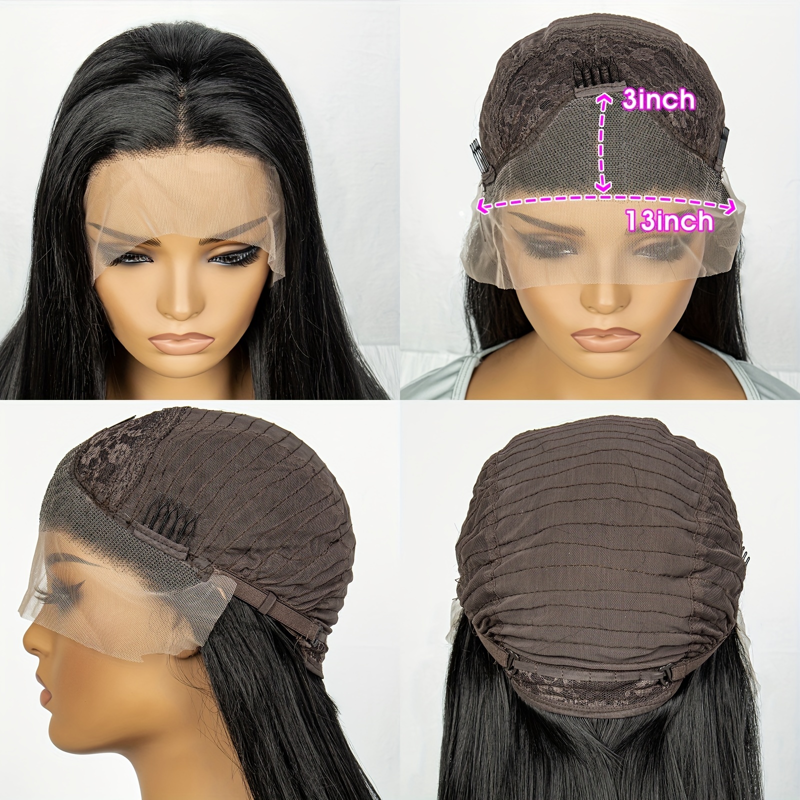 Straight Synthetic 13 3 Lace Front Wigs Pre Plucked Heat Temu