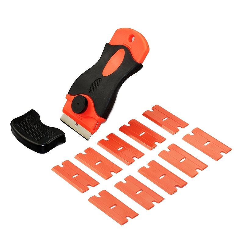 100 Pcs Plastic Razor Blades + 2 Razor Scraper Double Edged Sticker Removal  Tool