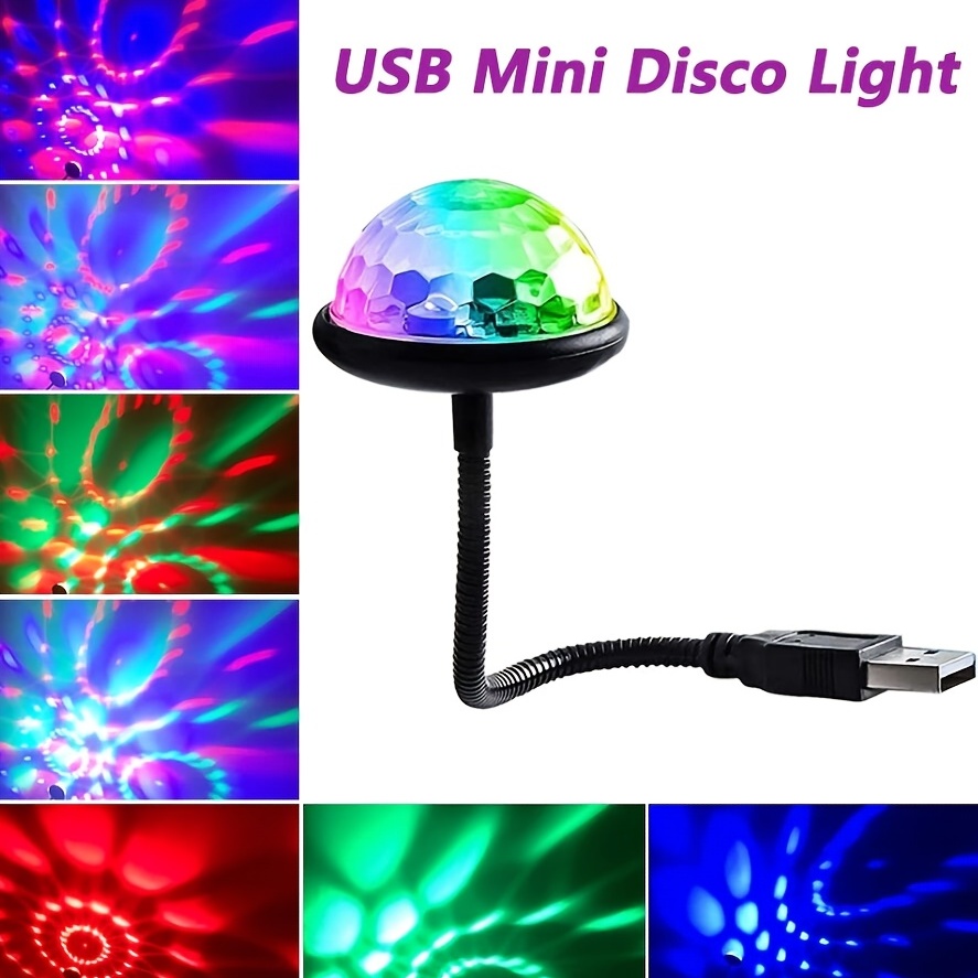 Car Auto USB DJ RGB Mini Colorful Music Sound LED USB-C IOS Holiday Party  Karaoke Atmosphere Lamp Welcome 5V Ball Laser Light