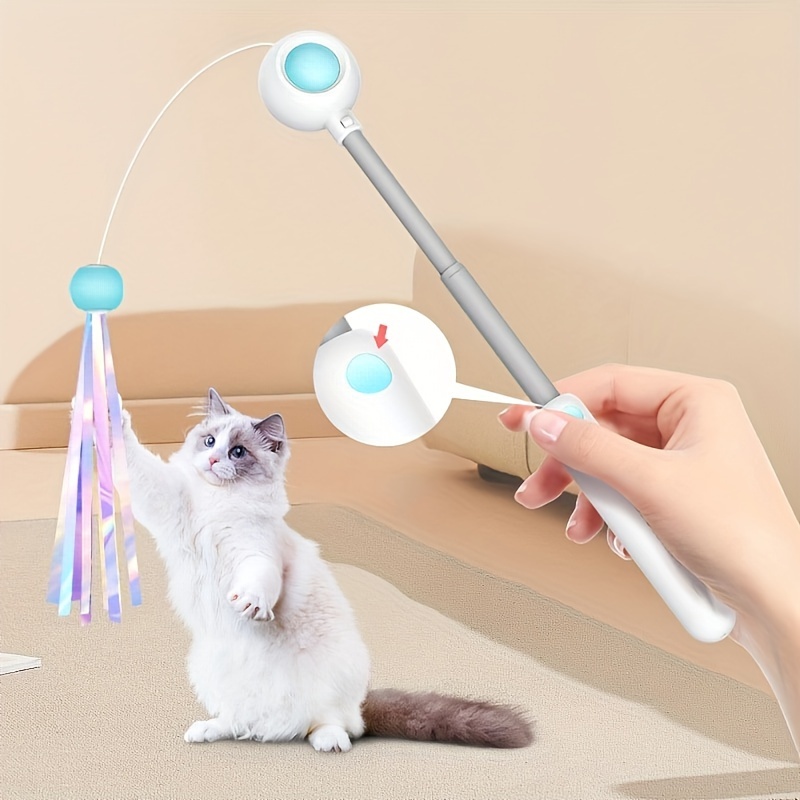 Pet Toy Cat Teaser Toys Interactive Extendable Fishing Pole Wand  Replacement Exerciser Household 3 Pcs 