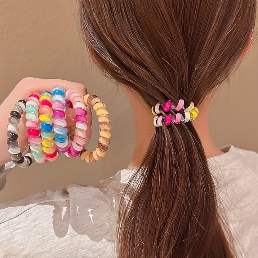 Rainbow Spiral Hair Tie Elastic Hair Ring Gradient Ponytail Holder