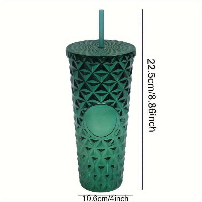 Shiny Studded Tumbler With Lid And Straw Electroplated - Temu