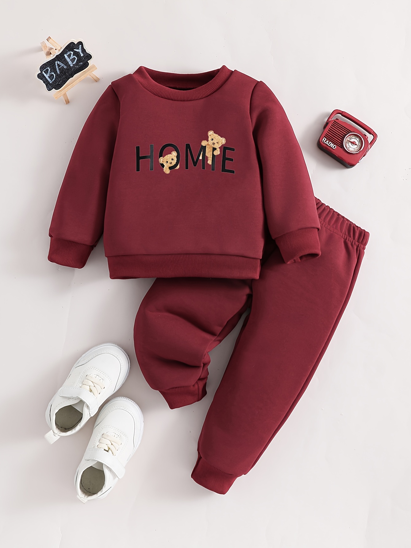 Homie Print Girls 2pcs Outfits Casual Crew Neck Long Sleeve