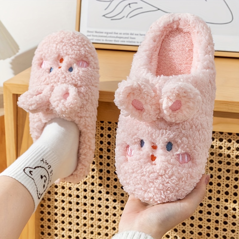 Cute Bunny Home Slippers Soft Plush Cozy House Slippers Anti Skid