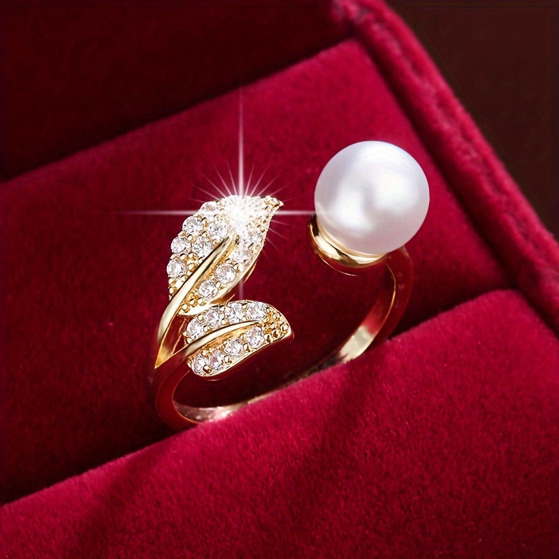 Pastoral Style Leaf Design Synthetic Zirconia Inlaid Adjustable