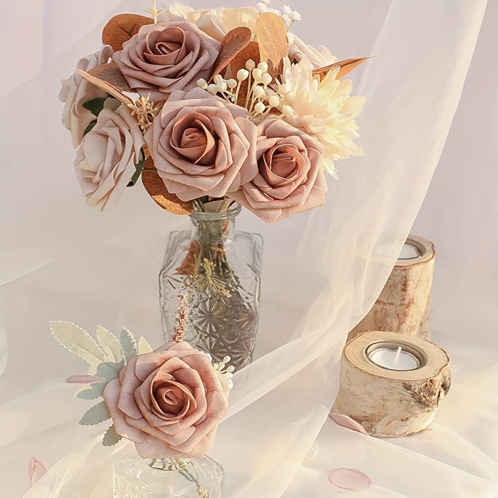 Rose gold fake clearance flowers